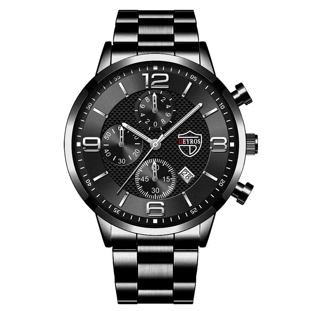 LuxAurum Mens Luxury Business Watch Stainless Steel Quartz With Calendar And Luminous Hands