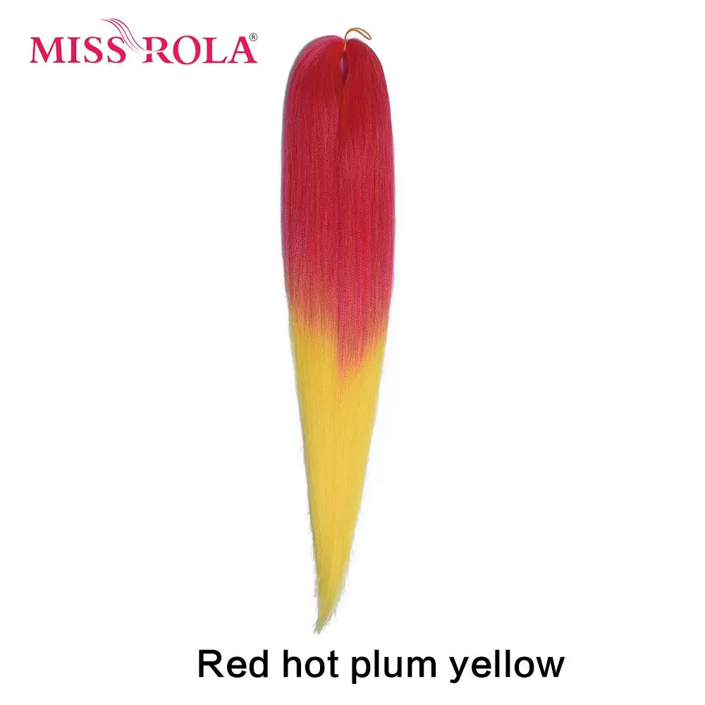 Miss Rola synthetic hair braid extension, 30in pre-stretched Kanekalon, pink-red-yellow ombre