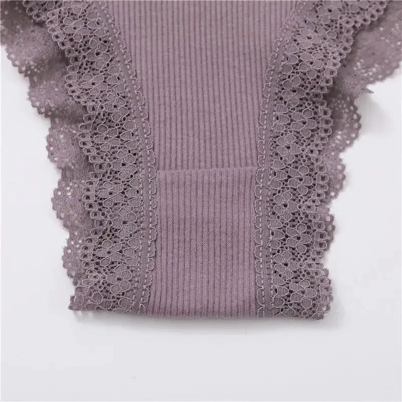Sexy cotton lace panties; lavender seamless Brazilian underwear for women, sizes M-XXL