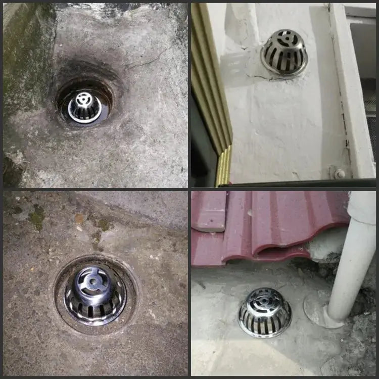 Stainless steel round floor drain set of four with anti-blocking design, Simples Market