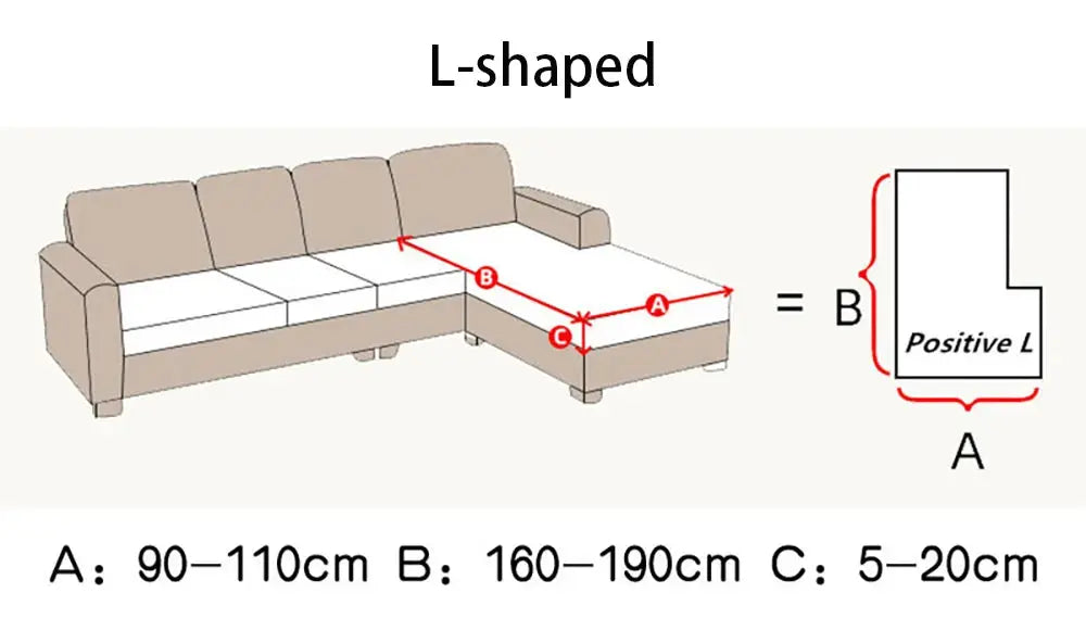 Simples Market soft velvet L-shaped sofa slipcover; elastic, pet-friendly, removable; sizing diagram shown.