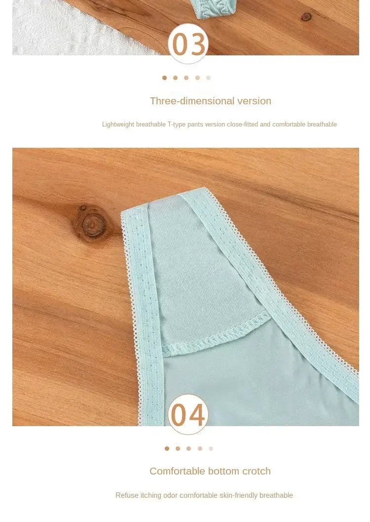 Thong from Simples Market in light-blue lace, seamless low-waist design