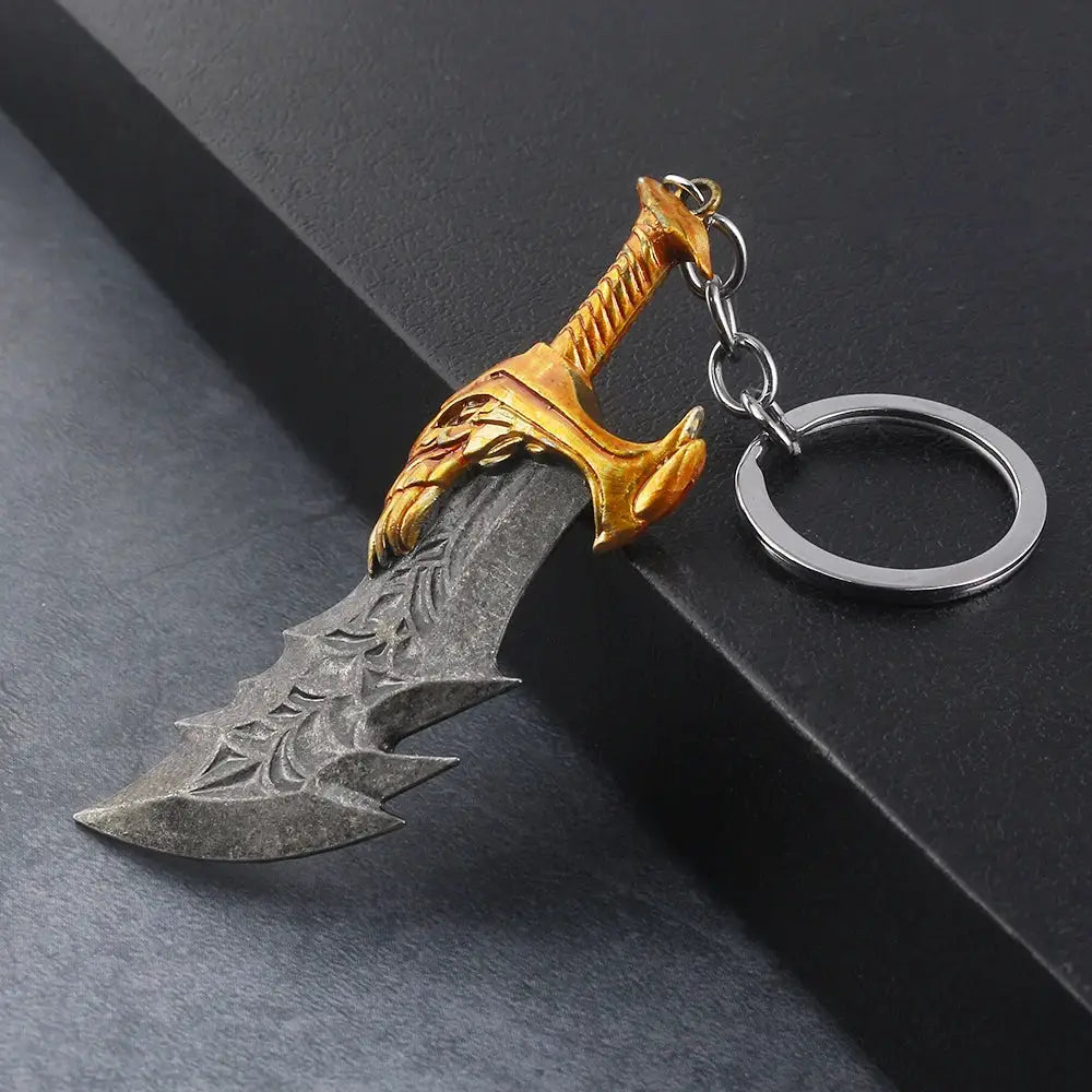 God Of War Kratos Sword Keychain Pendant Zinc Alloy Antique Silver Finish For Keys Backpacks And Bags