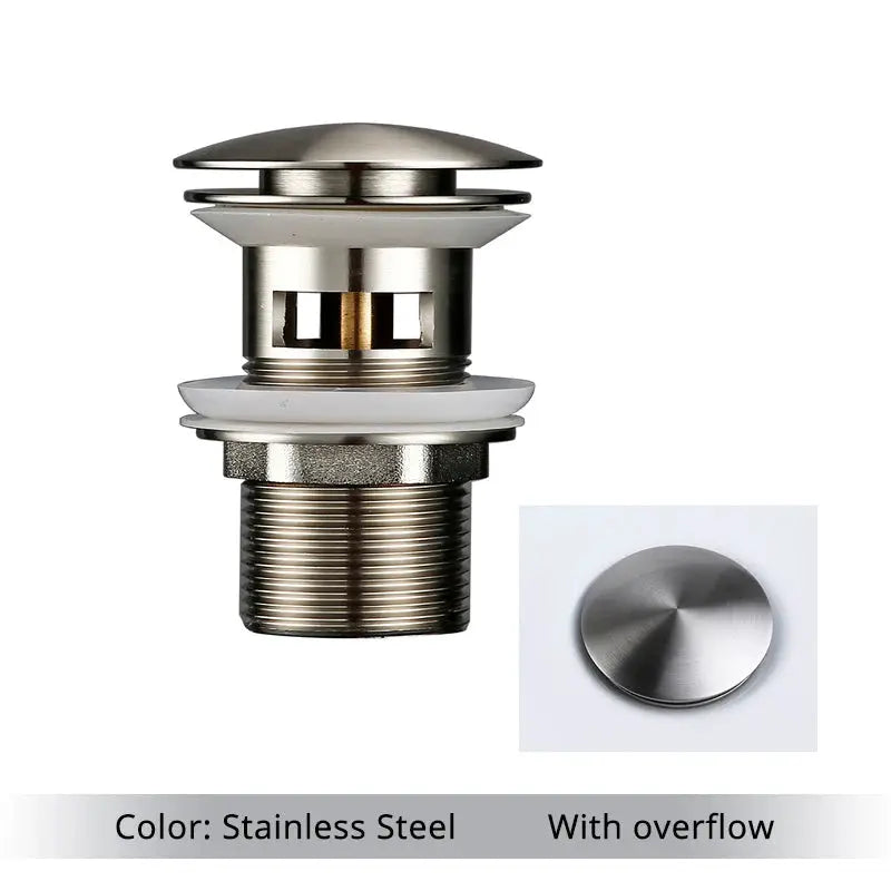 Bagnolux stainless steel pop-up bathroom sink drain stopper with overflow for vessel sink vanity by Simples Market