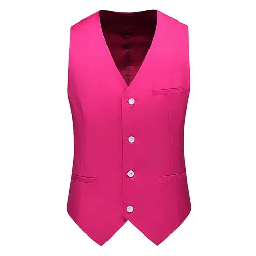 Vest waistcoat for men in pink by Simples Market, slim-fit V-neck formal wear