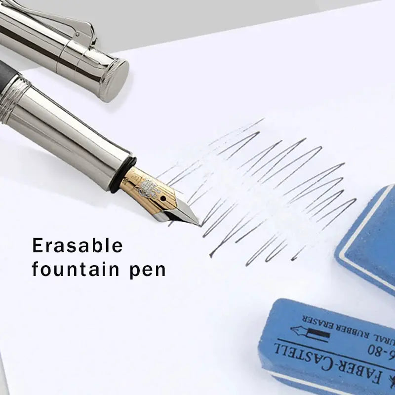 Faber-Castell blue natural rubber erasers set of 3 for gel/ink/ballpoint/fountain pen writing; classroom exam supplies