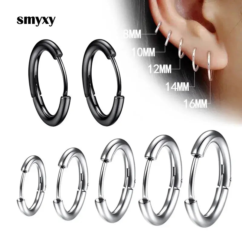 Unisex Stainless Steel Small Hoop Earrings 10mm Thin Circle Hypoallergenic Cartilage Tragus Ear Piercing