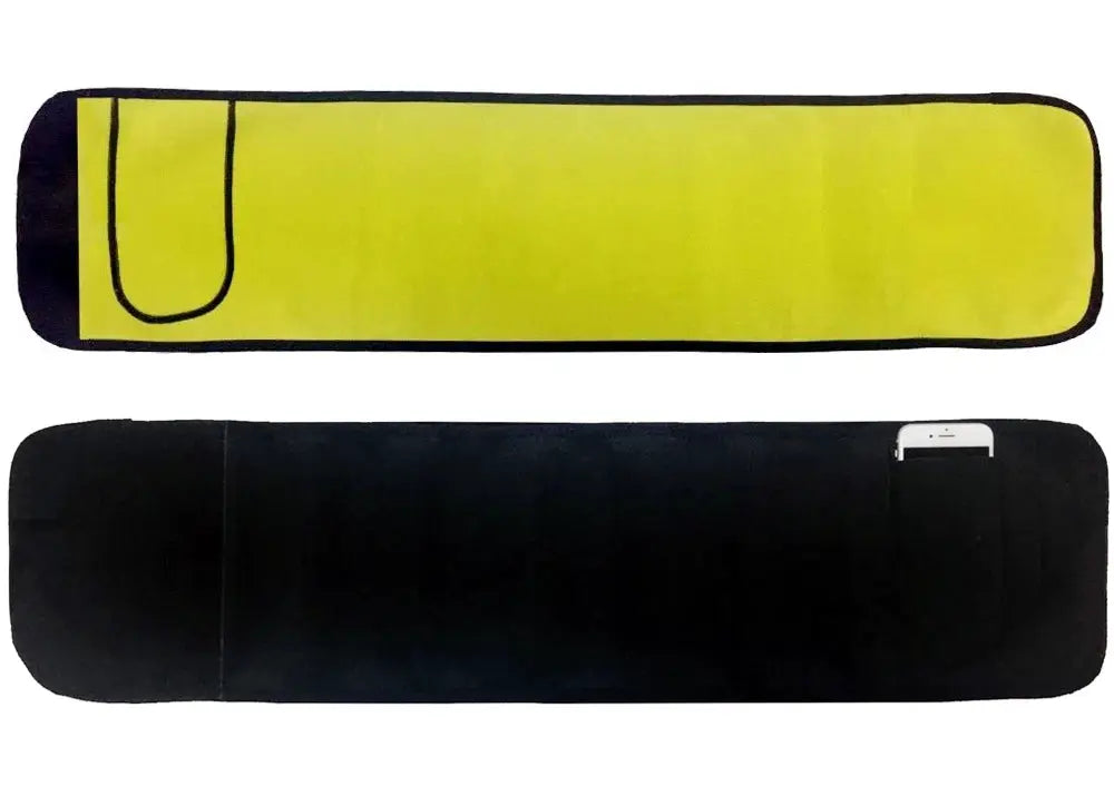 2-pack Simples Market waist trainer belts; neon yellow and black with phone pocket for gym workouts