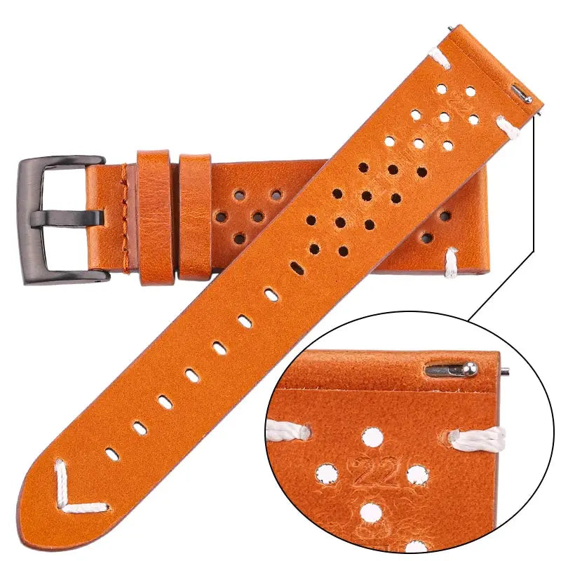 Heritage Leather Handmade Cowhide Watch Band 18mm 20mm 22mm 24mm Breathable Oil Wax Treated For Comfort