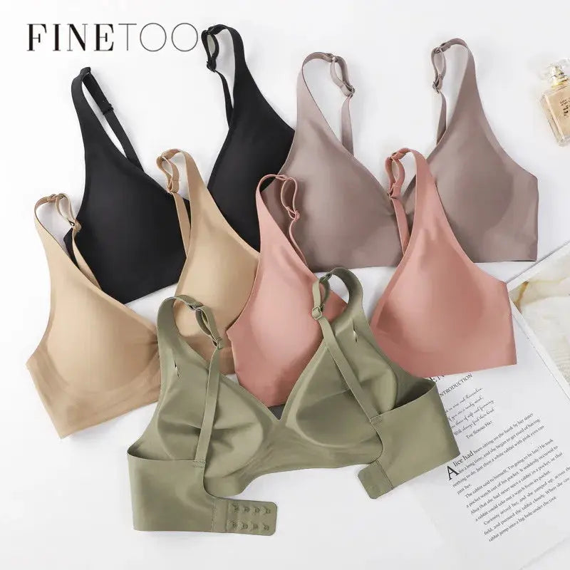 Finetoo soft wireless bras in assorted colors with seamless padded cups