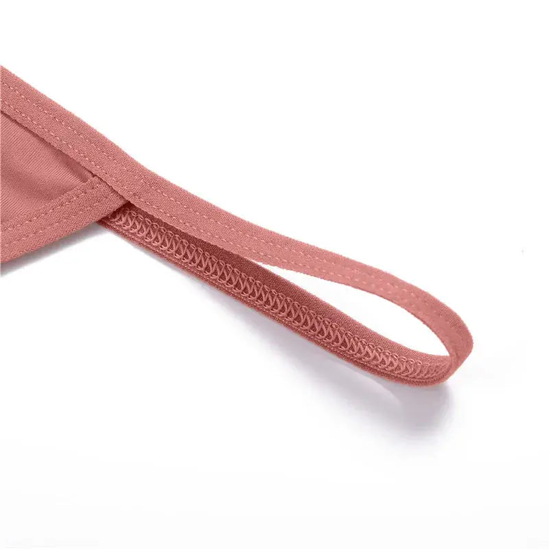 FINETOO pink low-rise thong underwear with stitched elastic strap close-up