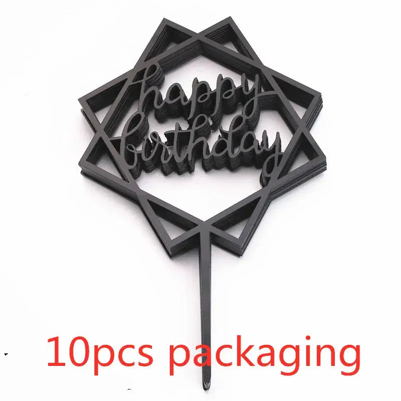 10 Pcs Rose Gold Silver Black Acrylic Cake Toppers Set For Birthday Parties Baby Showers And Dessert Decoration