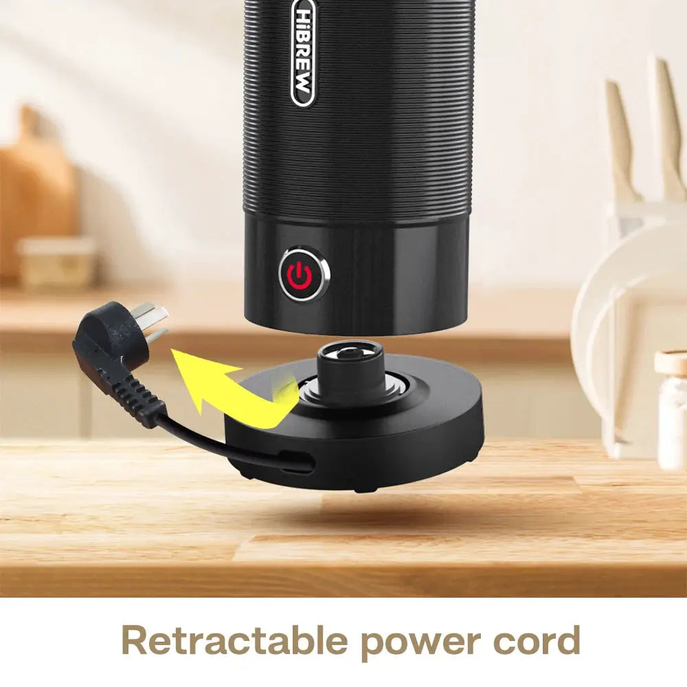 HiBREW Milk Frother And Chocolate Mixer For Cold And Hot Latte Cappuccino With Fully Automatic Milk Warmer M1A Touch