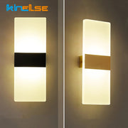 Modern Mini LED Wall Lamp by Simples Market, white acrylic wall sconce with a horizontal metal band
