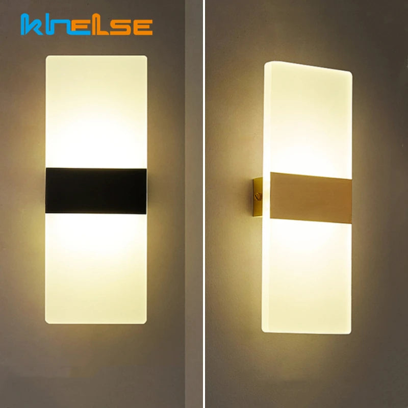 Modern Mini LED Wall Lamp by Simples Market, white acrylic wall sconce with a horizontal metal band