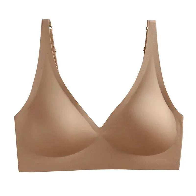 Simples Market push-up seamless bra, nude beige, wireless bralette with removable pads.