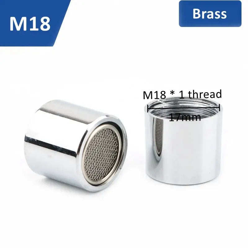 Two-piece brass M18 faucet aerator with mesh screen for water-saving bubbler
