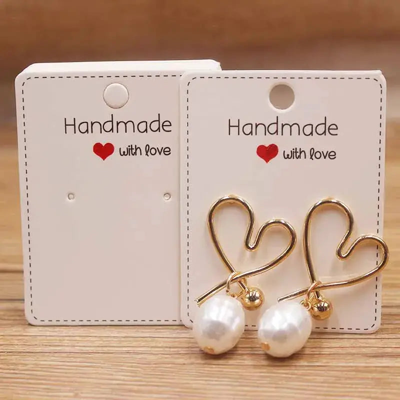 50 Pcs Paper Earring Cards Set Handmade Style Jewelry Cards 5x5cm 3x3cm 5x9cm 5x6.5cm 5x7cm Brown White DIY Packaging