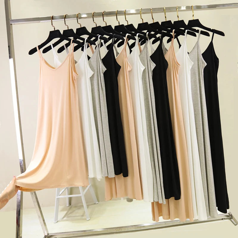 Spring Summer 2026 Women Tank Dress Modal O Neck Camisole Casual Beach