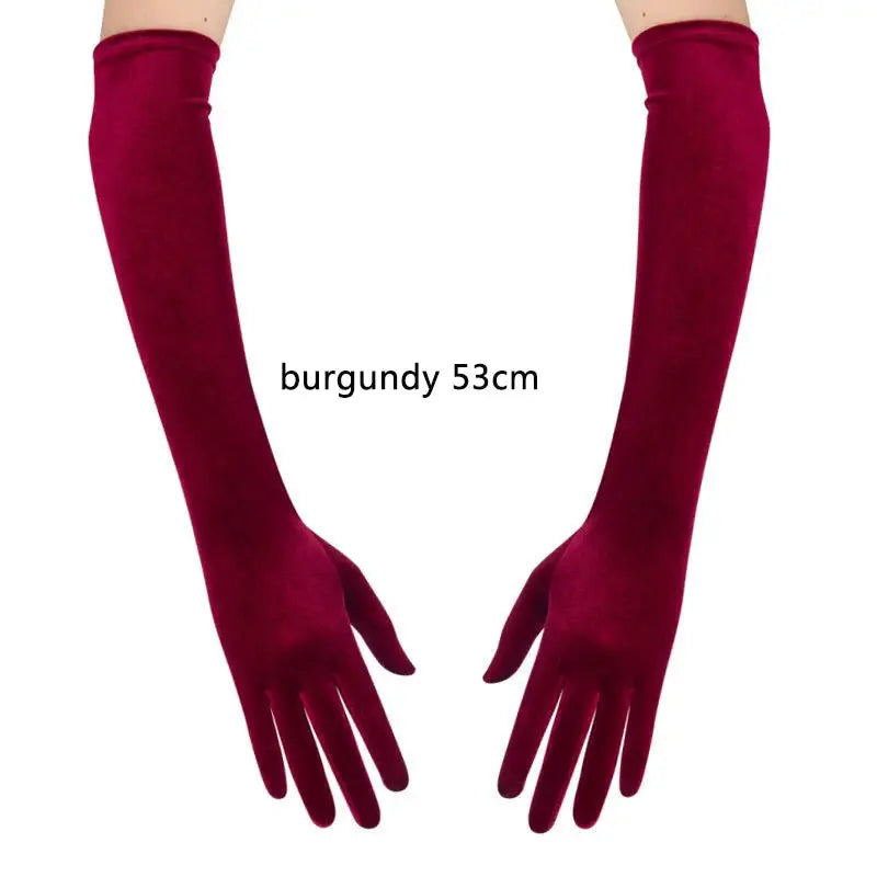 Velvet Gleam Luxury Velvet Evening Gloves For Women With Golden Accents Warm Autumn Winter Banquet Accessory