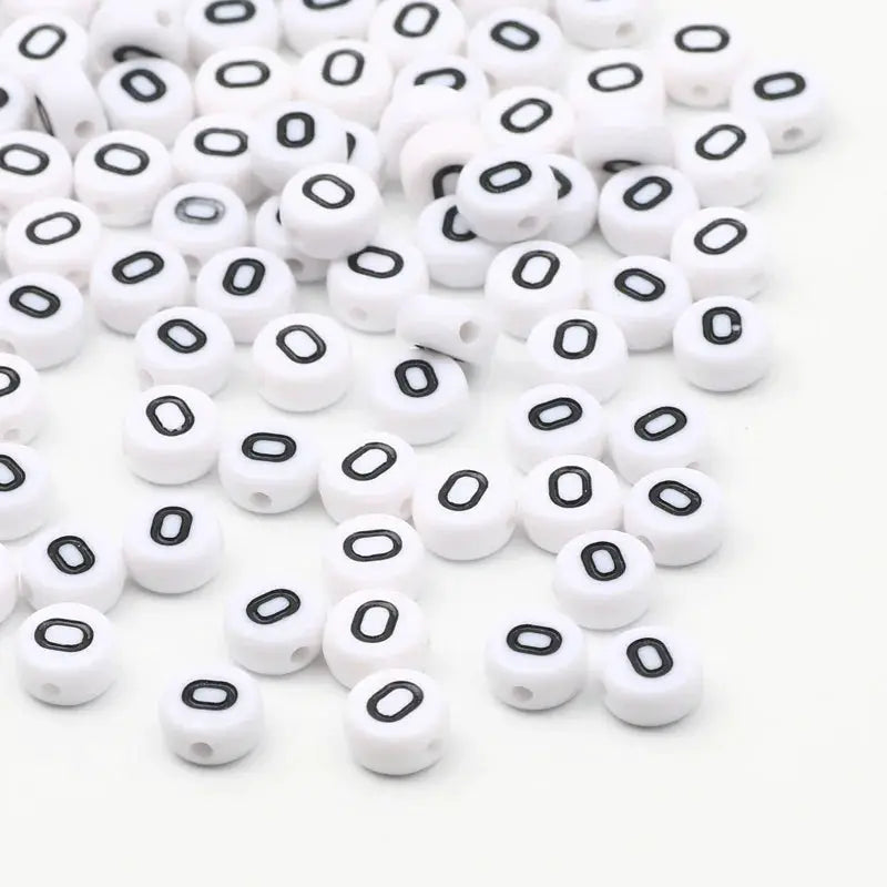 White Round Alphabet Letter Beads 7x4mm A To Z Acrylic Spacer Beads For Jewelry Making DIY Bracelets