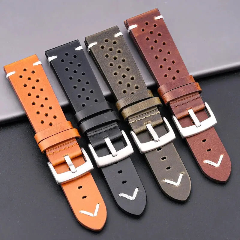 Heritage Leather Handmade Cowhide Watch Band 18mm 20mm 22mm 24mm Breathable Oil Wax Treated For Comfort