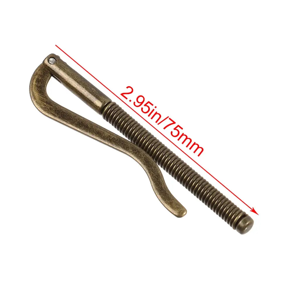 Metal money clip with brass finish and long threaded spring bar, wallet replacement part