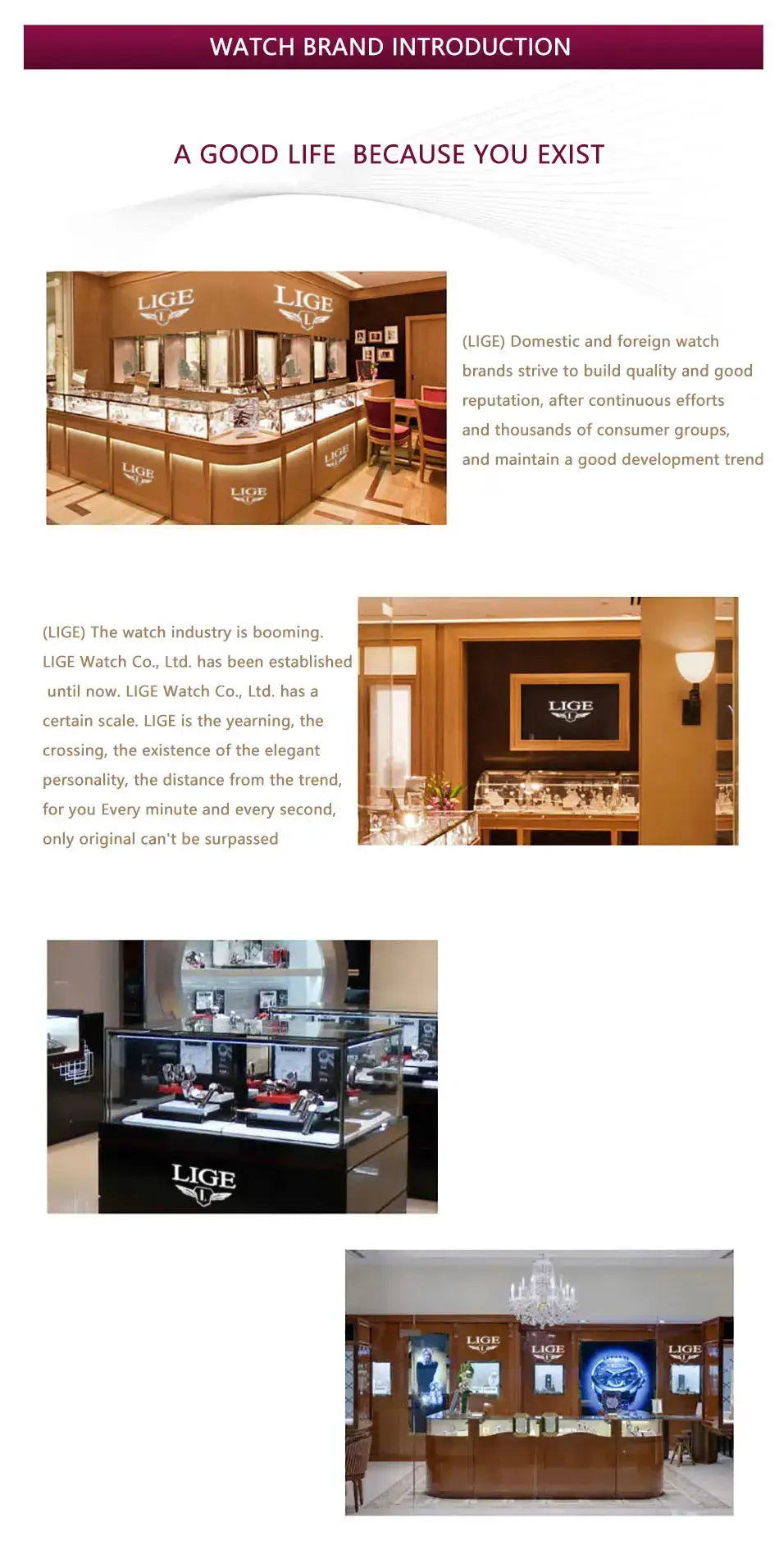 LIGE watch boutique showroom by Simples Market with glass display cases and branded counters