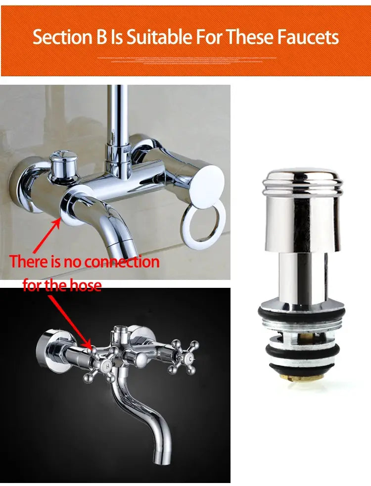 Shower faucet leakage repair parts set in chrome; Simples Market diverter valve cartridge and lower outlet connector