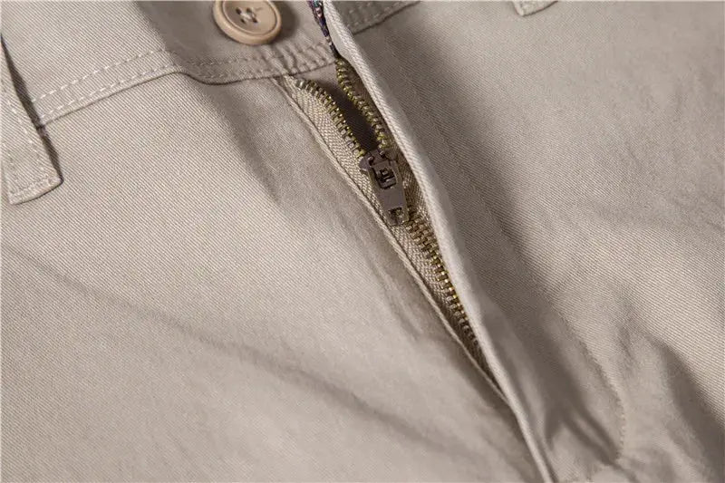 AIOPESON men's casual cotton trousers, khaki, zipper fly, slim fit