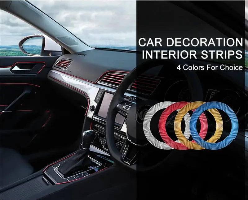 Simples Market car interior decorative trim strips, flexible dashboard and door edge mouldings, 4 color options