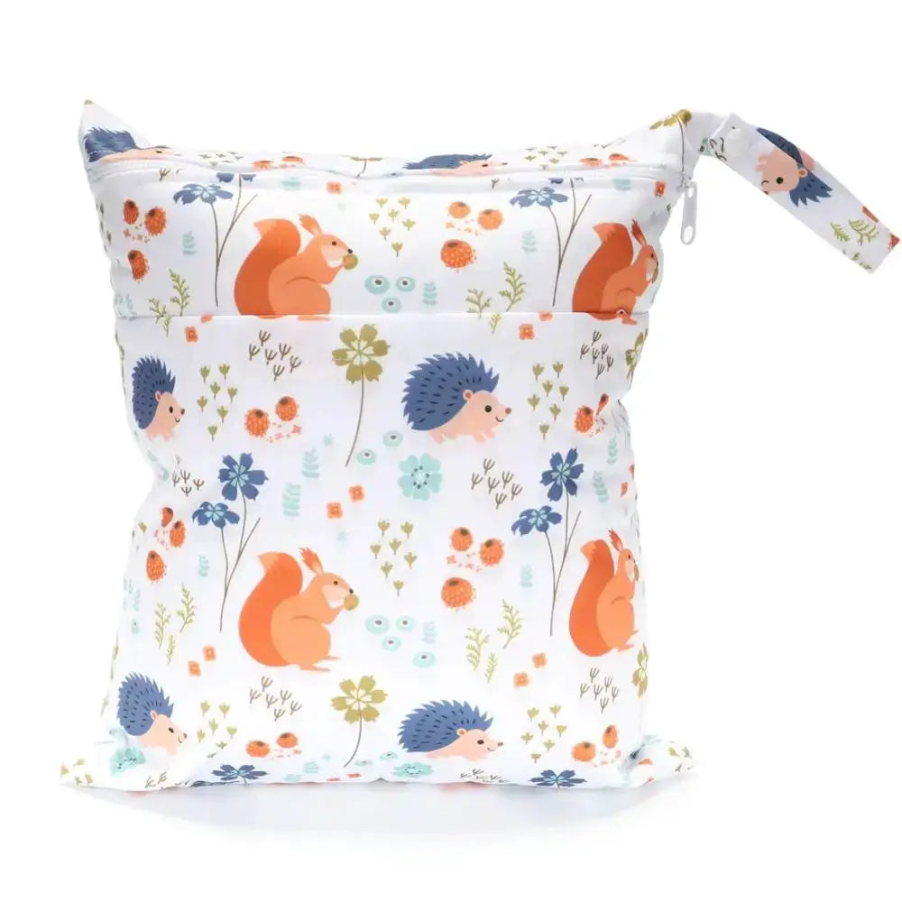 Sigzagor Wet Dry Bag With Two Zippers Waterproof Reusable 36cm By 29cm For Baby Diapers Nappies Soiled Clothes Swimwear
