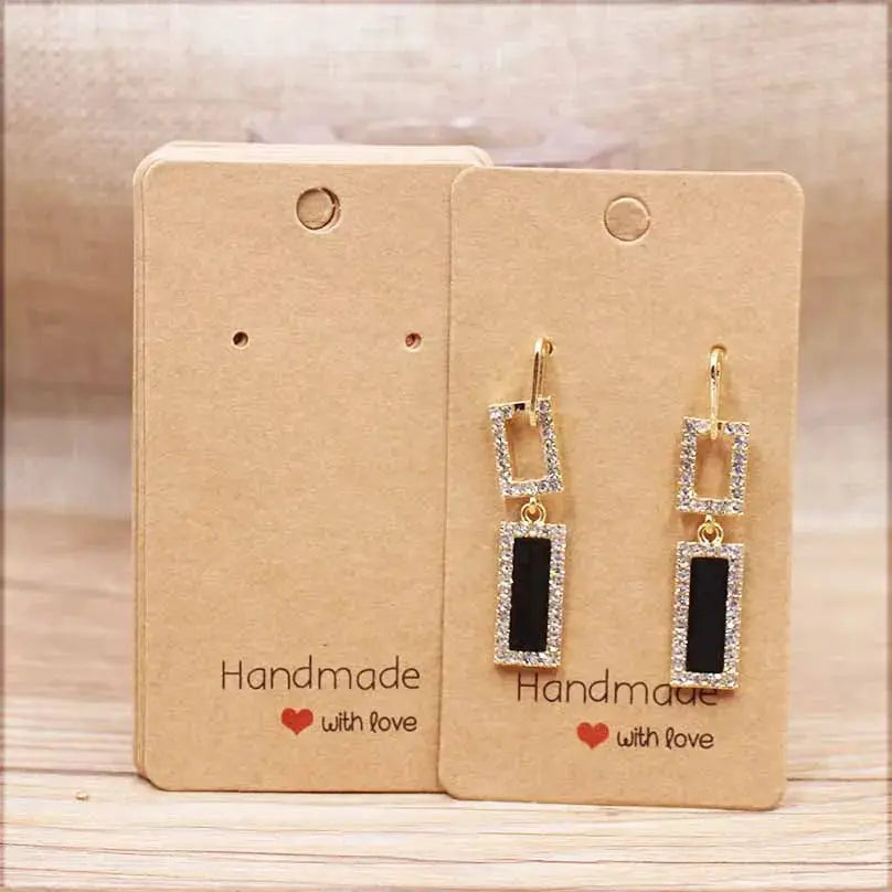 50 Pcs Paper Earring Cards Set Handmade Style Jewelry Cards 5x5cm 3x3cm 5x9cm 5x6.5cm 5x7cm Brown White DIY Packaging