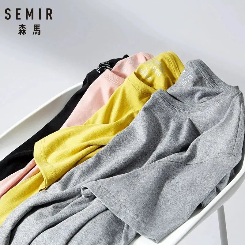 Semir Summer Cotton T Shirts Men 2025 Simple O Neck Stretch Solid New Tops Clothing Casual Tshirt Man Streetwear Cool Tee Shirts
