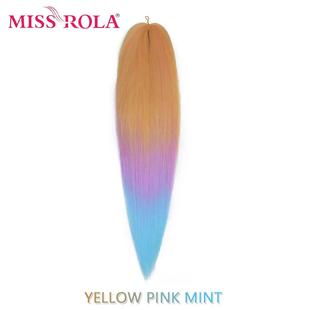 Miss Rola synthetic 30-inch Kanekalon braid with yellow-pink-mint gradient