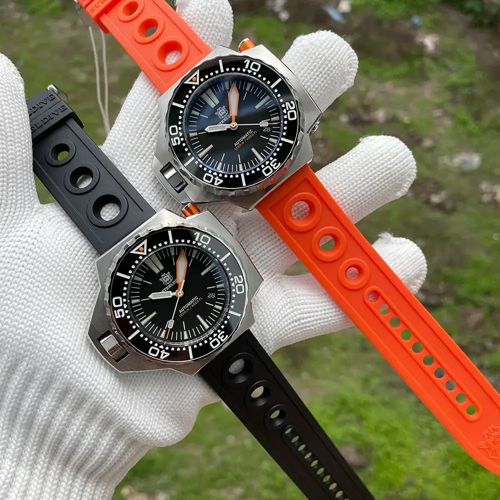 Steeldive Proplof SD1969 V3 dive watches, 56mm oversize, 3 watches with orange and black silicone straps