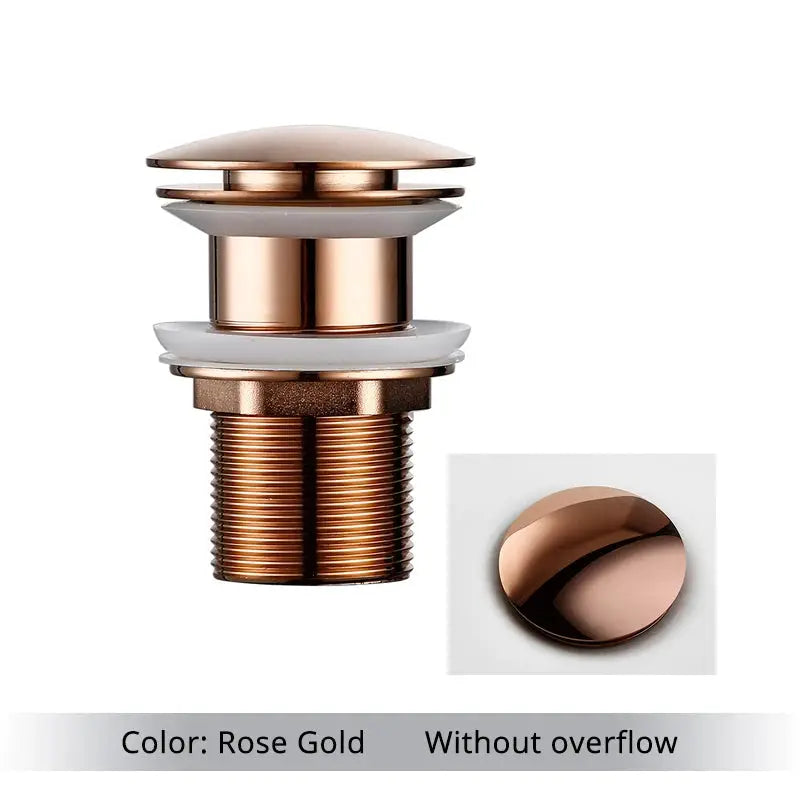 Bagnolux pop-up sink drain stopper in rose-gold finish for vessel lavatory, without overflow