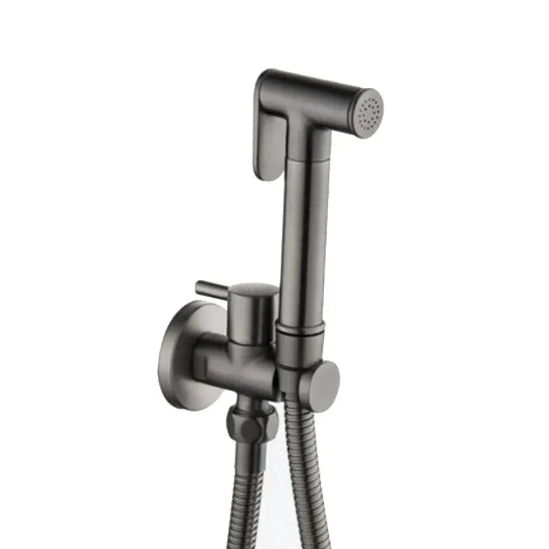 Bidet shower set with black handheld head, wall mount, and metal hose by Simples Market