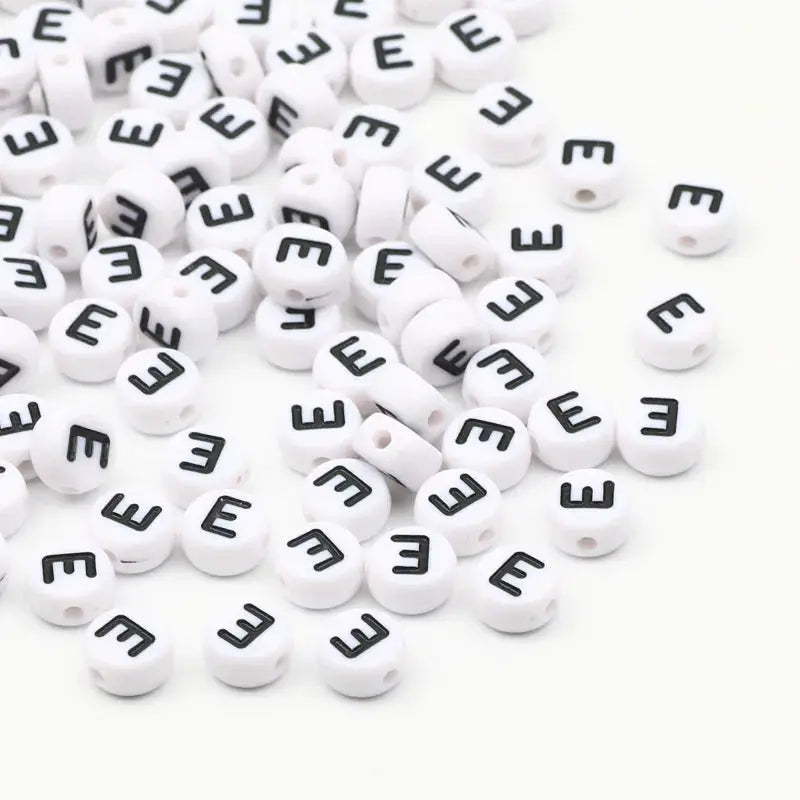 White Round Alphabet Letter Beads 7x4mm A To Z Acrylic Spacer Beads For Jewelry Making DIY Bracelets