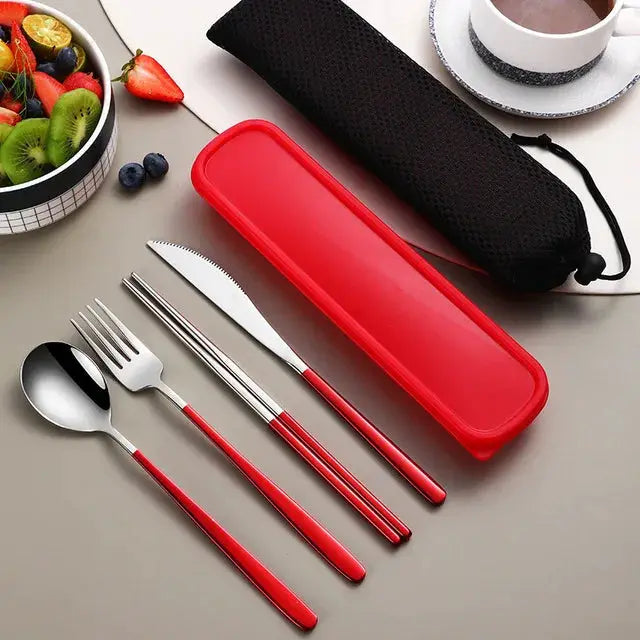 Equi 304 Stainless Steel Tableware Set Durable Rust Resistant Portable Cutlery With Ergonomic Handles And Box