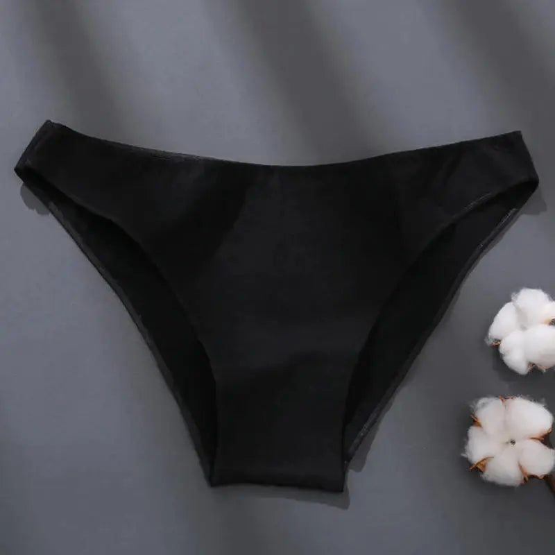 Black cotton low-waist briefs for plus-size M-XXL, breathable underwear