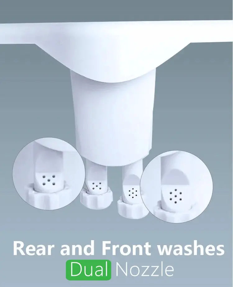 Simples Market dual nozzle bidet toilet seat attachment, white, rear and front wash heads