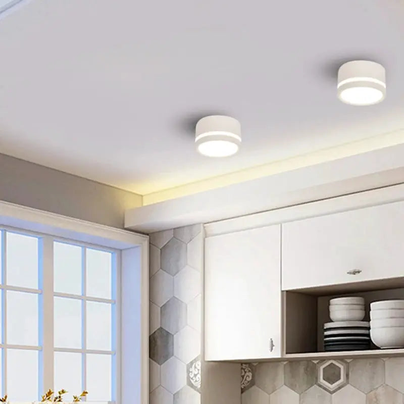 LED surface-mounted downlights; white round ceiling lights with side guide light (2)