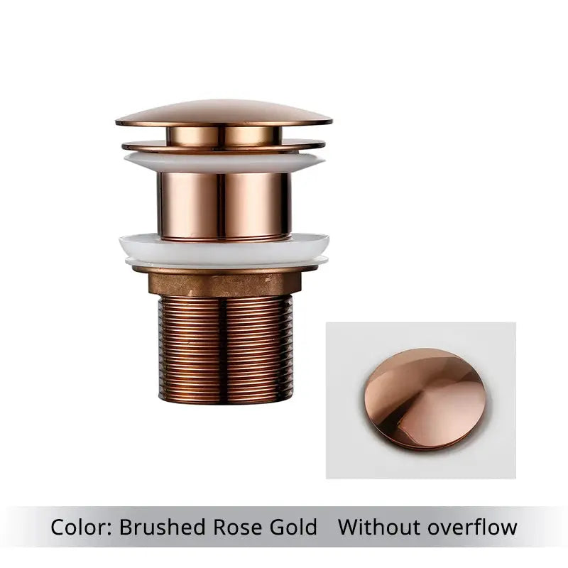 Bagnolux brushed rose gold pop-up bathroom sink drain stopper for vessel vanity without overflow