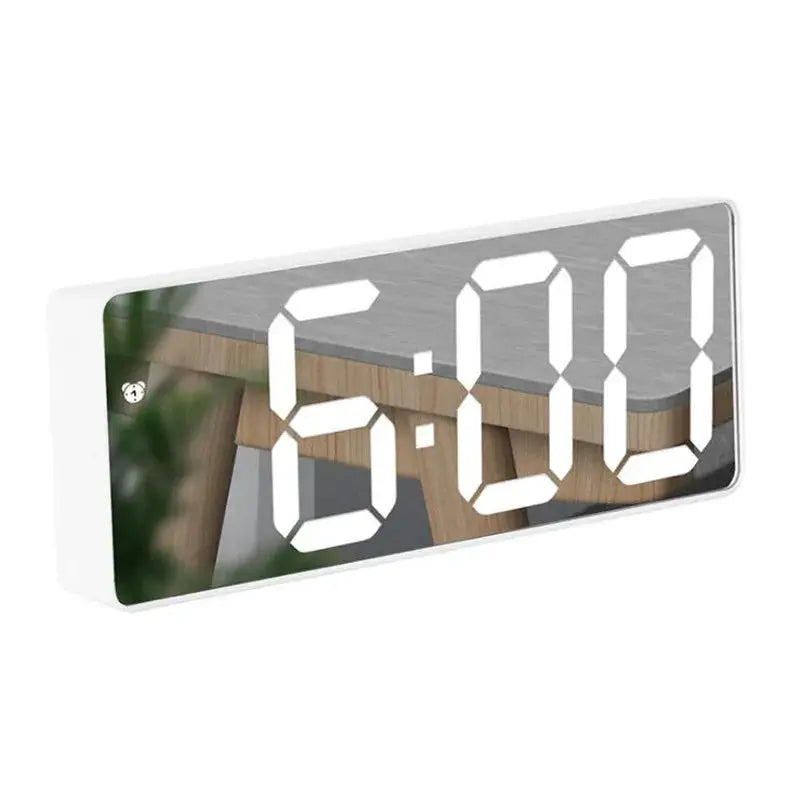 Simples Market acrylic mirror digital table clock with large LED display, voice control and night mode