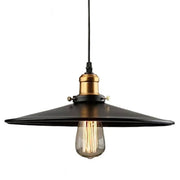 Simples Market E27 vintage pendant lamp with lacquered black iron umbrella shade and brass socket.