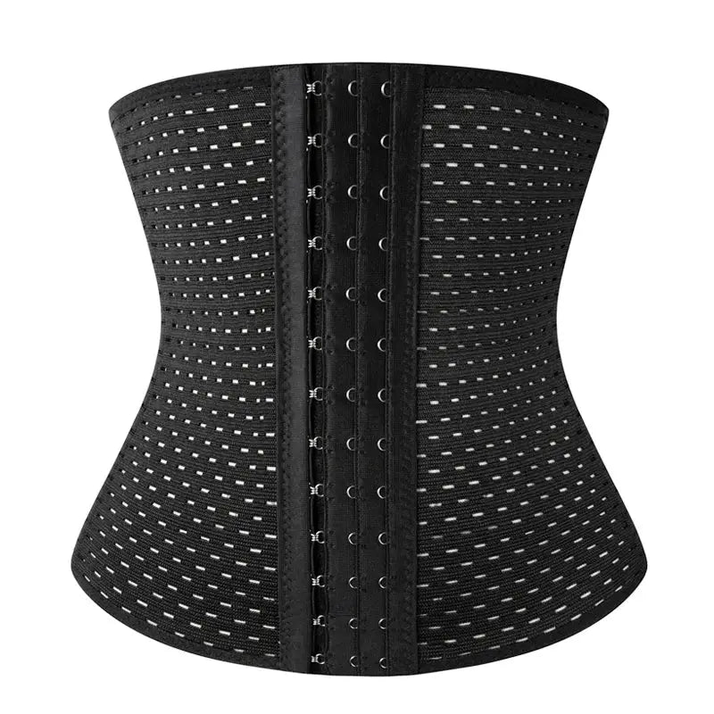 Simples Market waist trainer corset for men, black high-compression abdominal shaper with multiple hook closures