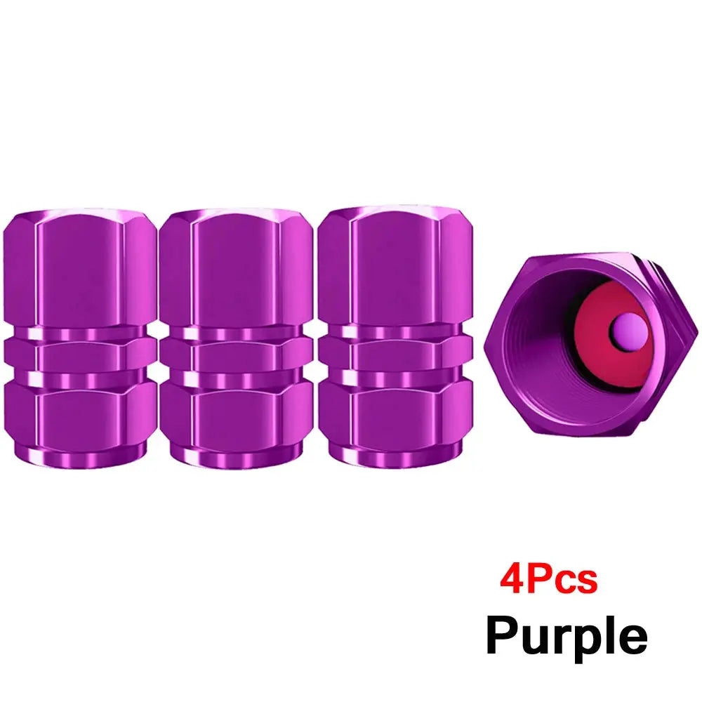 4 pcs purple aluminum alloy tire valve caps for cars and motorcycles, Simples Market