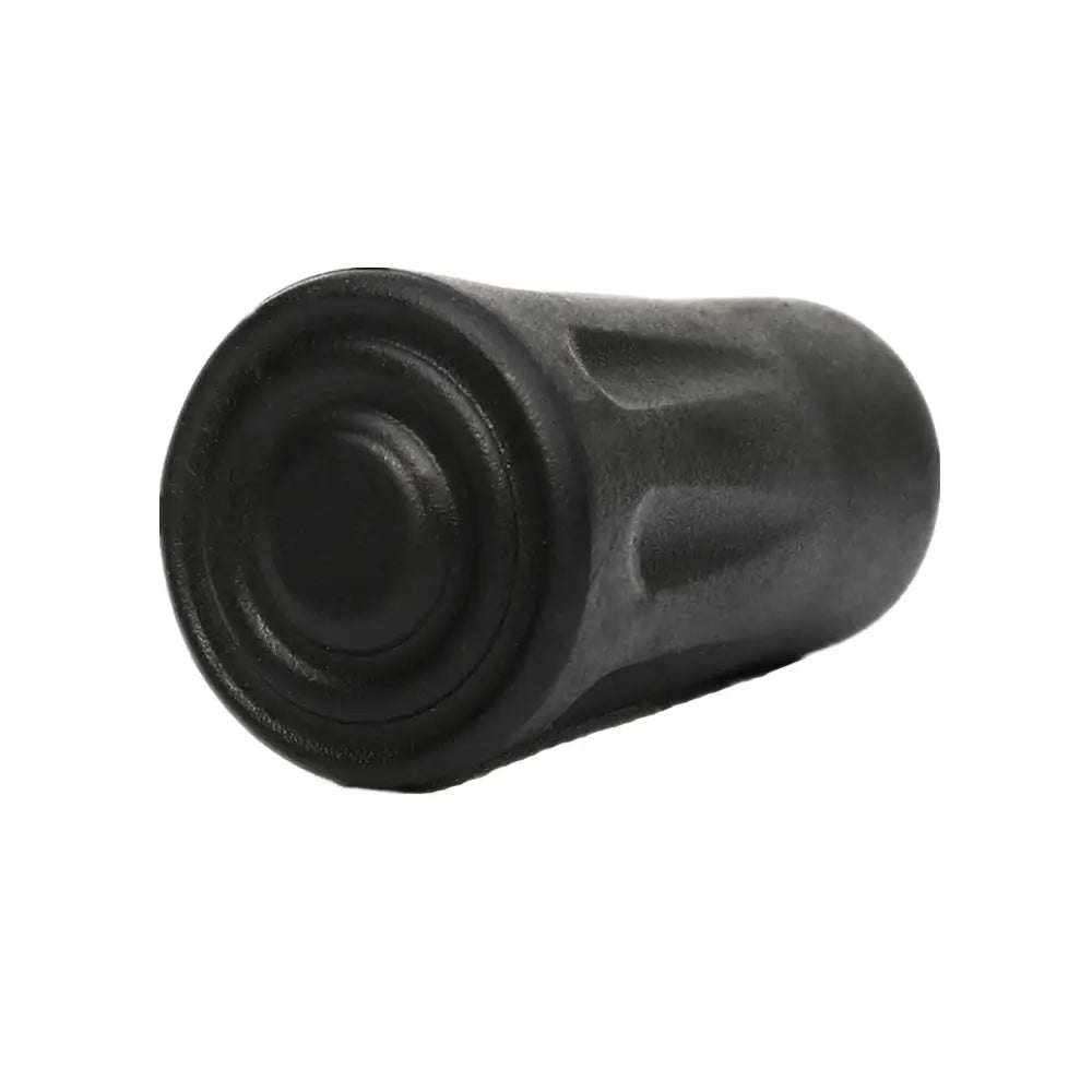 Black rubber tip protector cap for trekking poles; replacement end cap for Nordic walking sticks.