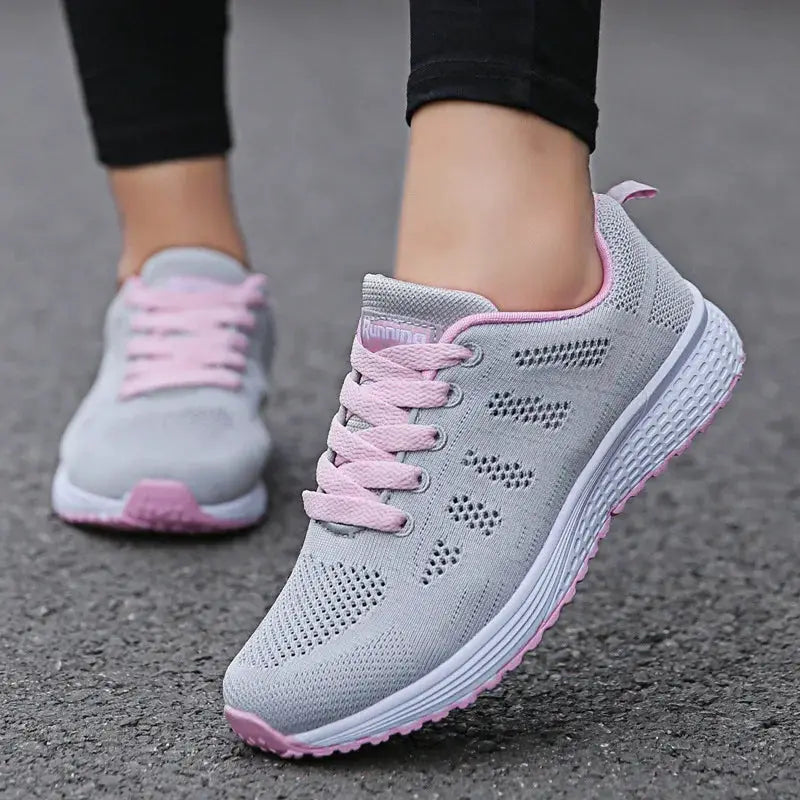 StrideWell Women Breathable Mesh Walking Sneakers Lightweight Comfort With EVA Outsole For Daily Wear